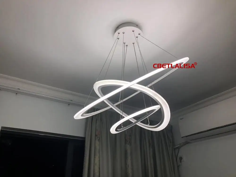 

Led ceiling chandelier for dining room living room chandelier rings white coffee color pendant lamp with remote control chandelier for kitchen 50% discount