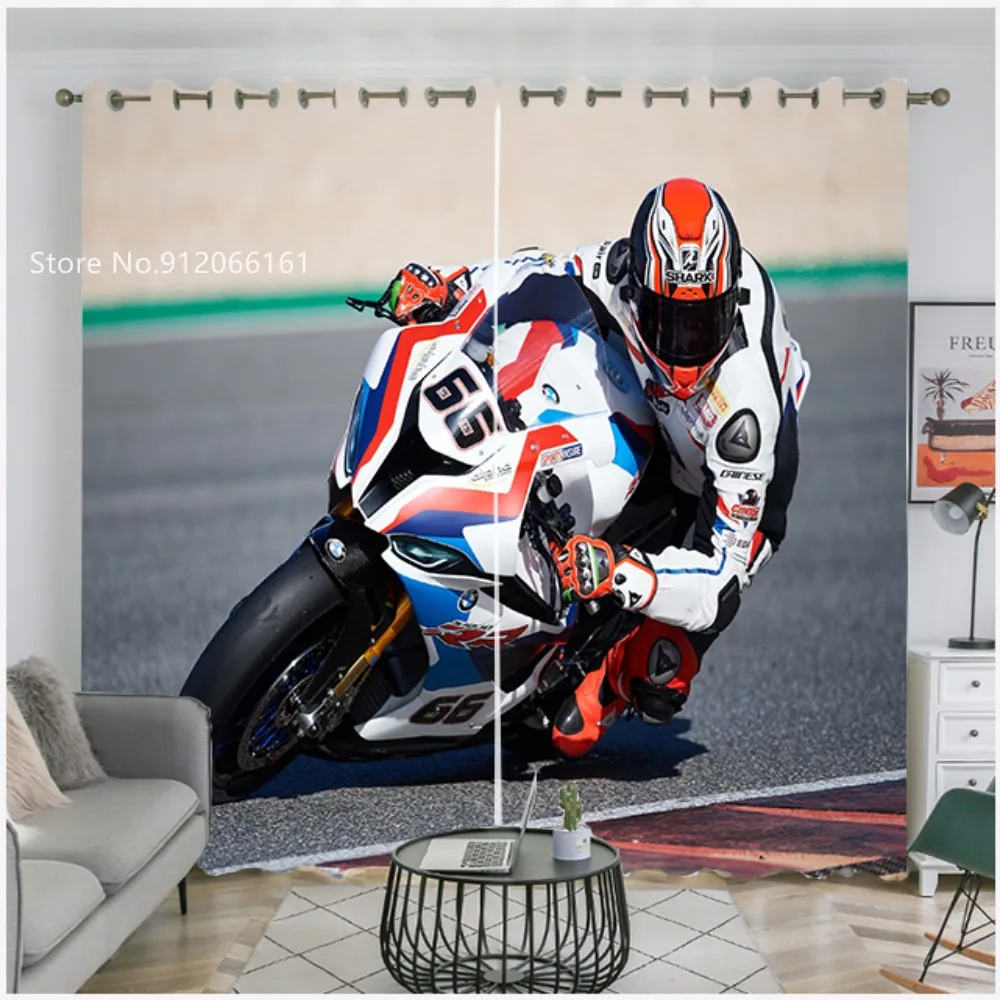 

Motorcycle Racing Car Window Curtains 3D Print Extreme Sport Window Treatment Home Textile Custom Decoration Window Drapes