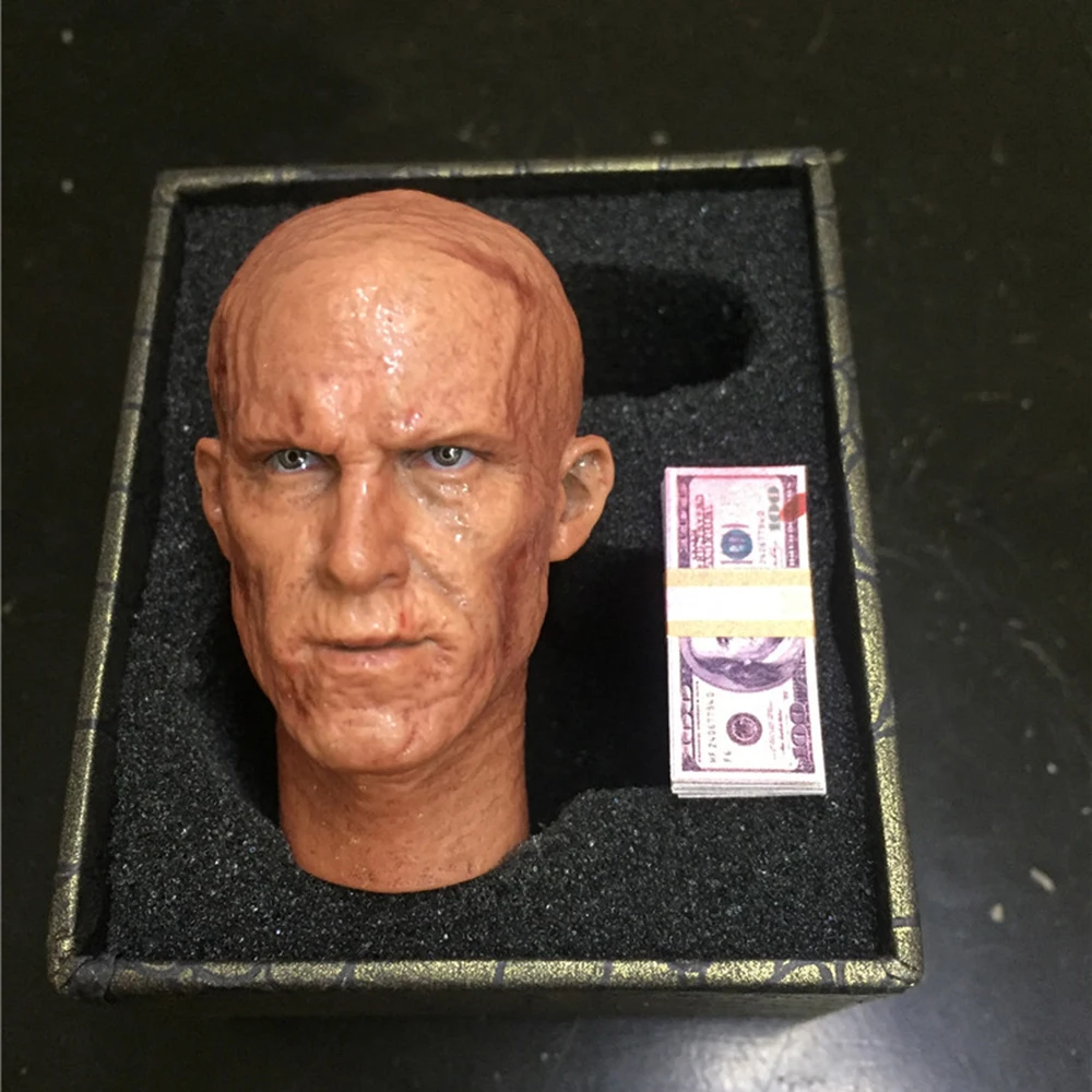 

1/6 Ryan Reynolds Burning Male Head Sculpture Damaged with Paper Money Model For 12'' Male Body