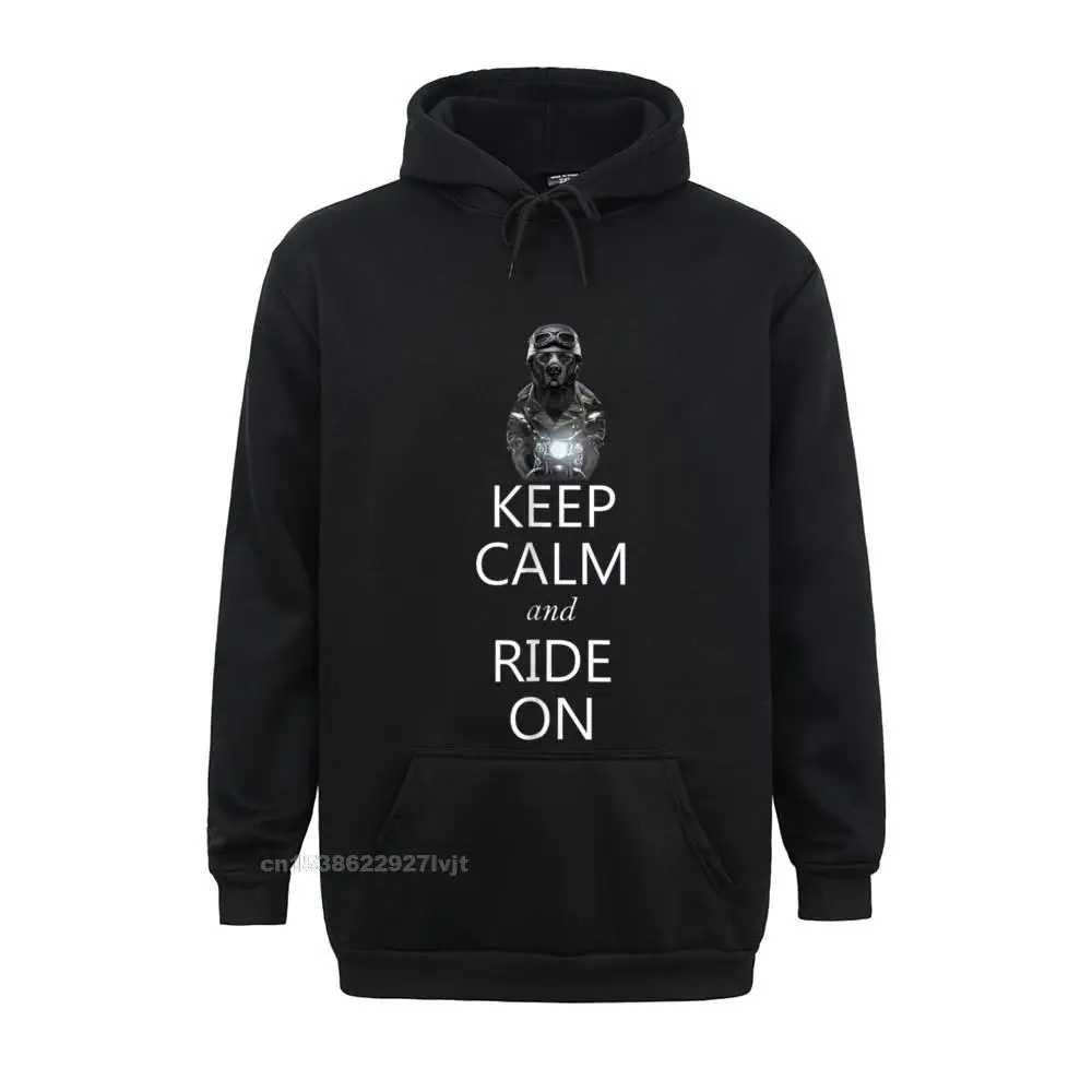 Keep Calm And Ride On Black Pit Bul Dog Motorcycle Hoodie Plain Men's Hoodies Men Print Tees Cotton Normal
