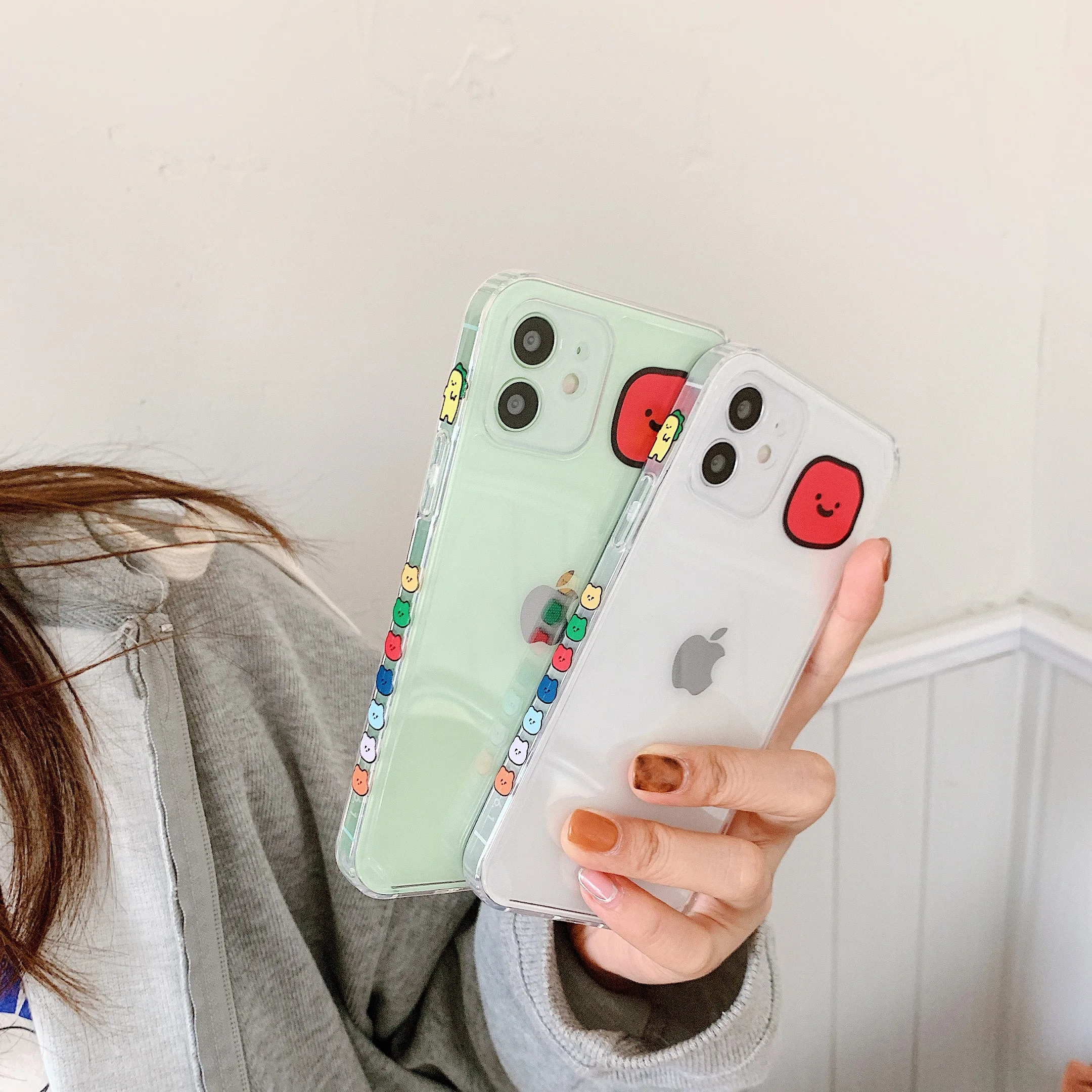 

Clear phone TPU soft Protection case for iPhone 1112 pro Max 7 8 plus xs xr phone shell Smiley anti drop transparent Back Cover