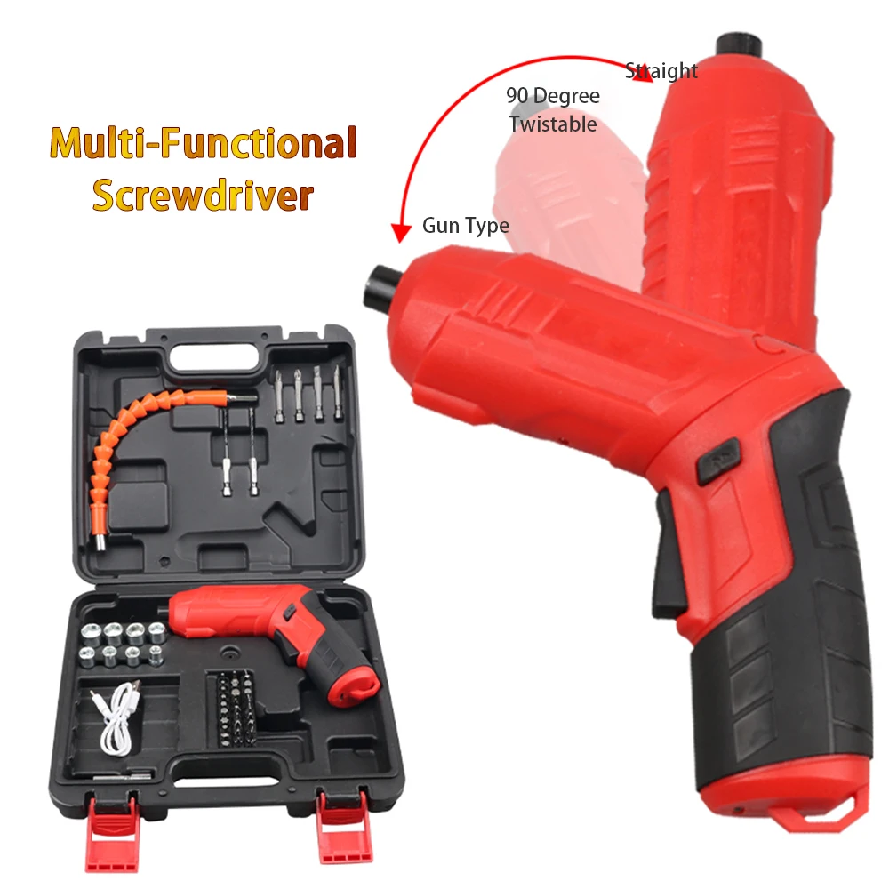 Electric Screwdriver 4V Lithium-Ion Cordless Kit Rechargeable Led Light Home Use Repair Tool light Power | Инструменты