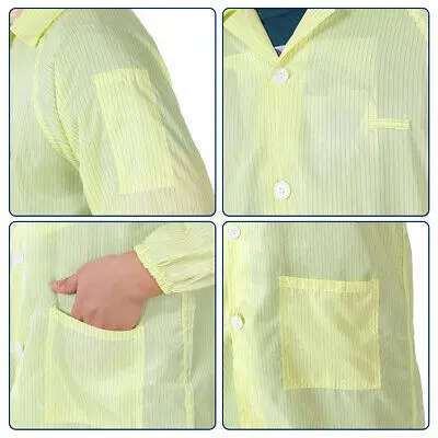 Антистатические комбинезоны унисекс ESD Lab Coat на пуговицах M/L/XL/XXL/XXXL желтые |