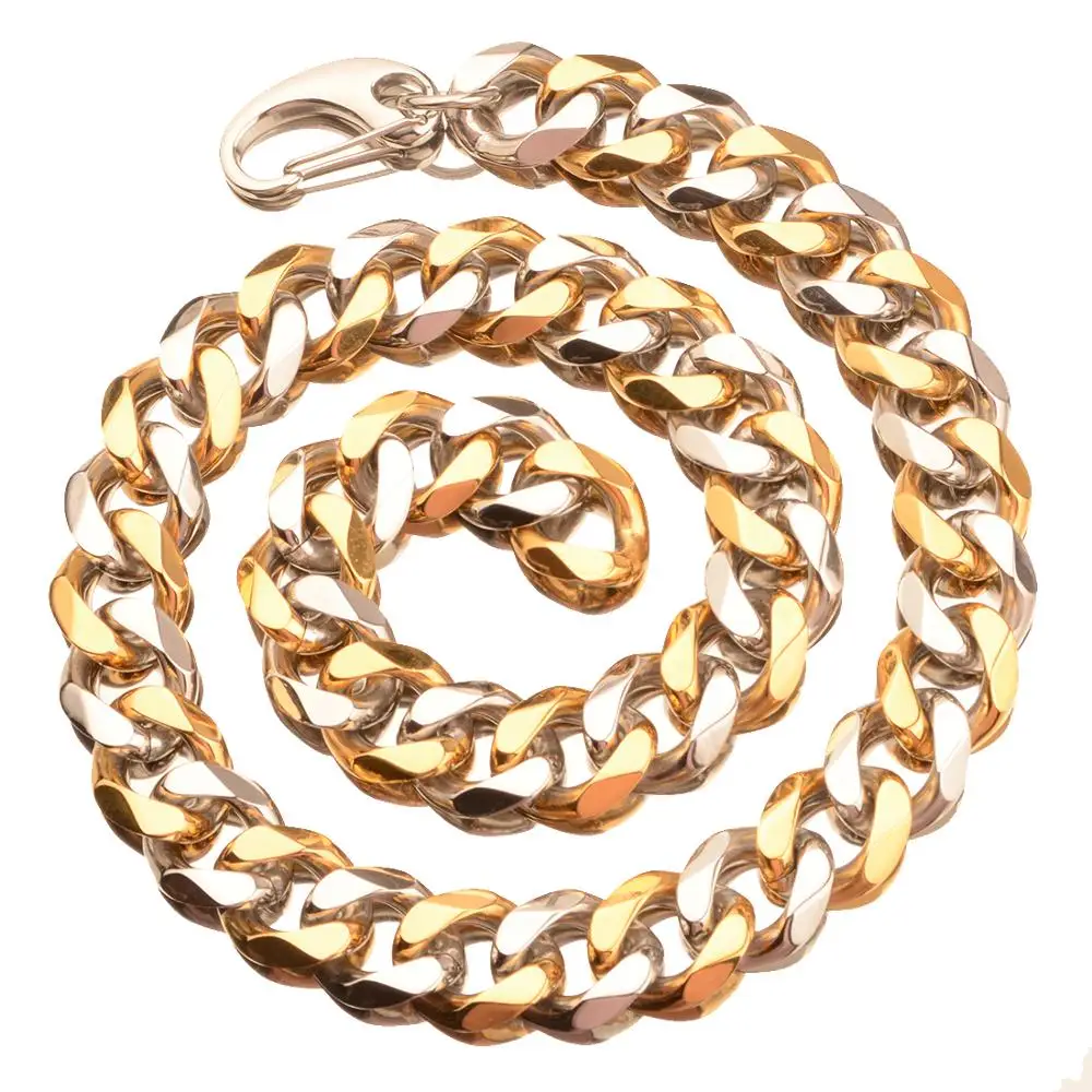 

19MM 7-40" Chic Fashion Boutique Stainless Steel Silever Gold Cuban Curb Chain Mens Womens Necklace Or Bracelet Jewelry Gifts