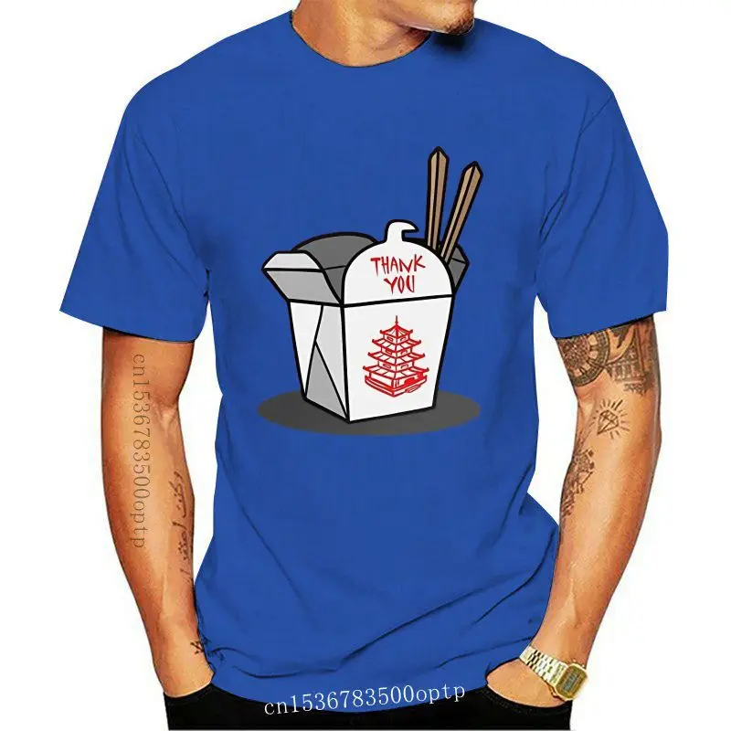 

Мужская футболка с изображением китайской еды на вынос и палочками