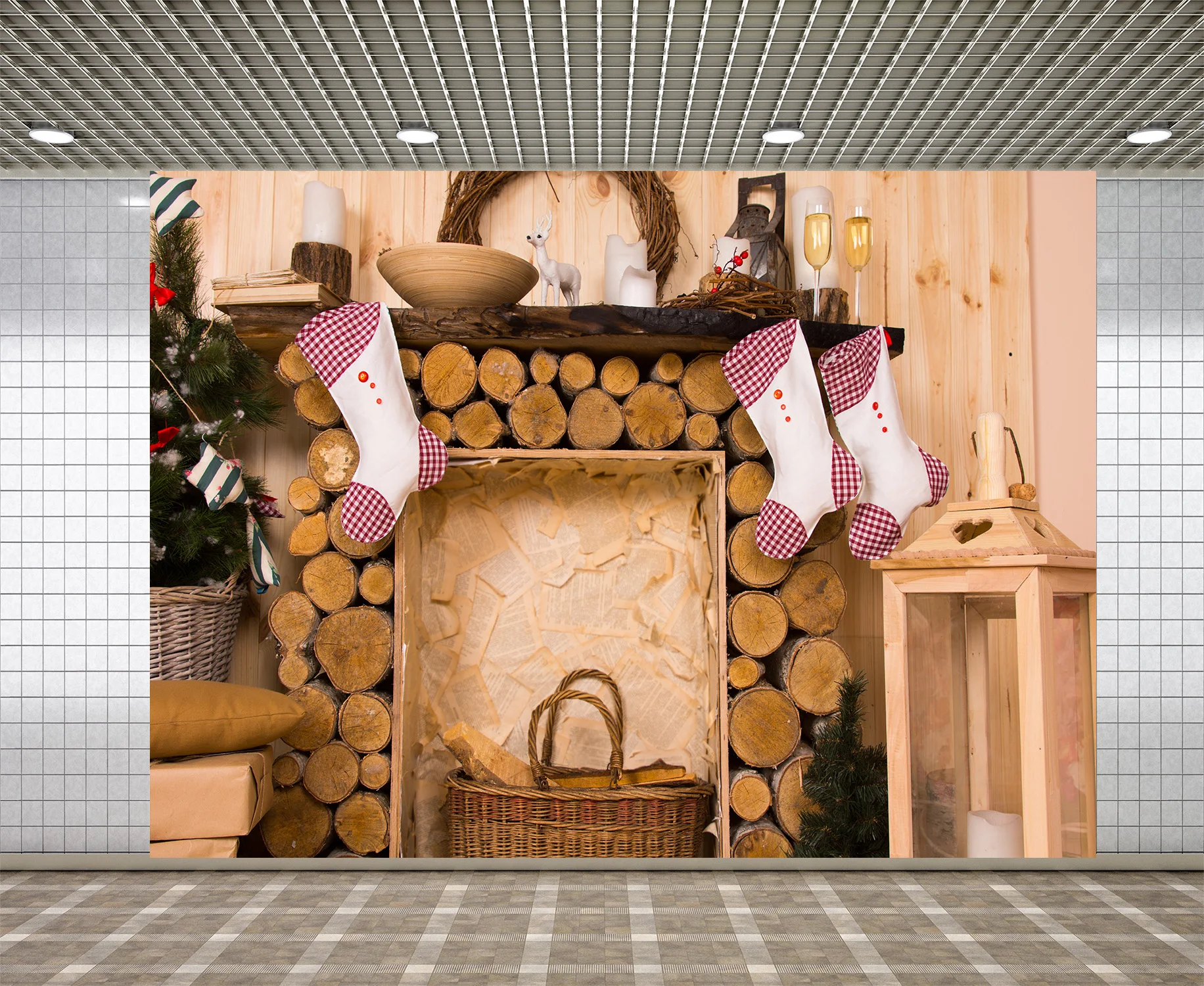 

Lyavshi фотография фоны деревянная новогодняя елка камин стена свеча носок фонарь Игрушка Фото фоны для фотостудии