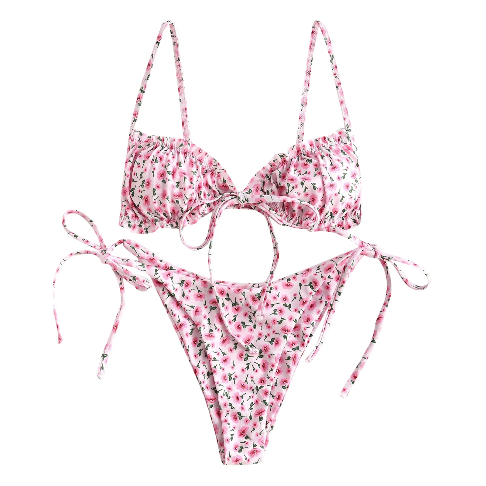 FREE OSTRICH 2021's new pop-up hot summer ladies fashion sexy strap print low-waisted bikini  2021