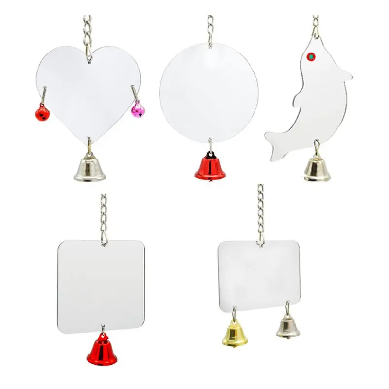 Забавный нетоксичный попугай птица ЗЕРКАЛО милая форма подвесной колокольчик