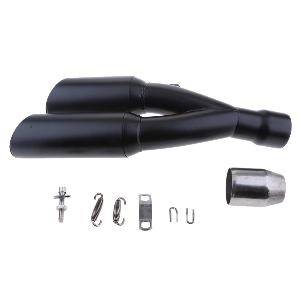 36-51mm Black Double Dual Outlet Exhaust Muffler Pipe GP Motorcycle Silencer | Mufflers