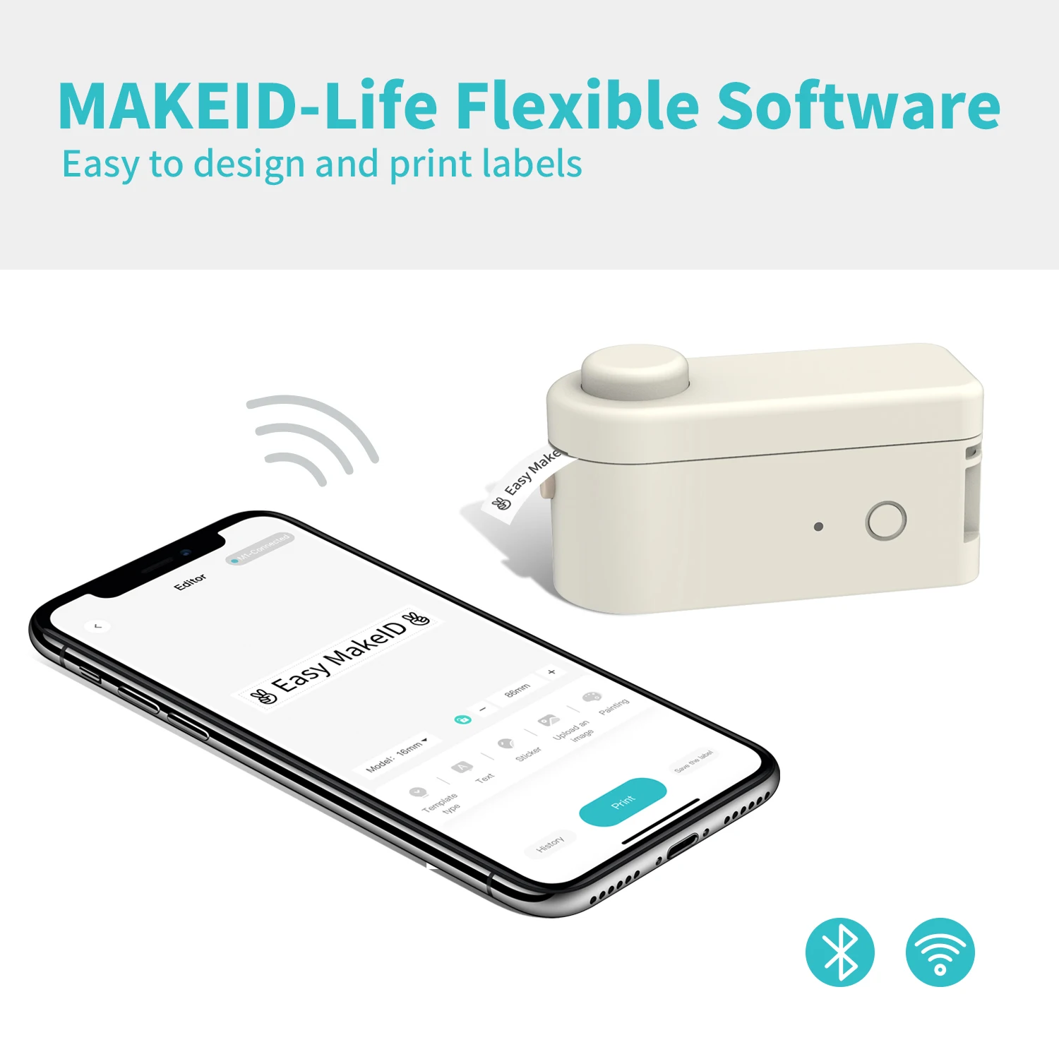 Термопринтер для этикеток Bluetooth L1-A off-white цветной портативная мини-наклейка |