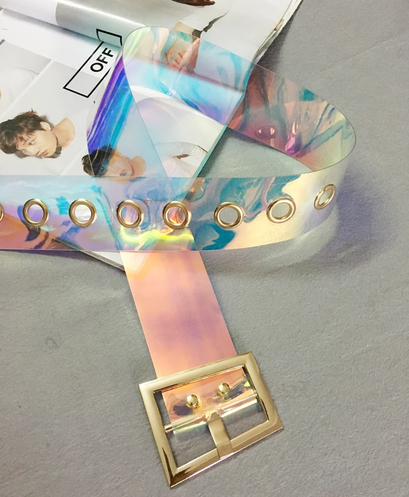 Модный женский прозрачный широкий пояс Женский дизайнерский трапециевидный