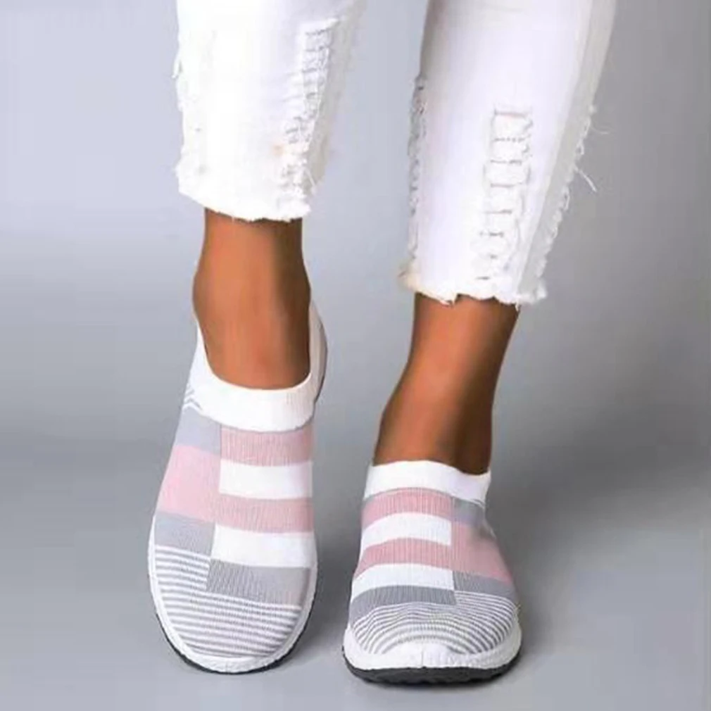 Женские кроссовки вязаные носки для бега Вулканизированная подошва дышащие