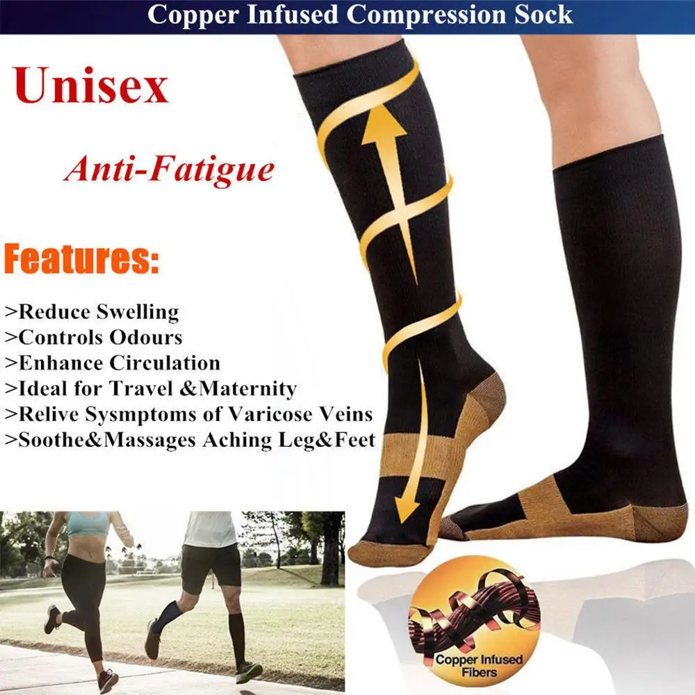 Компрессионные носки черные нейлоновые спортивные снижение давления удобная