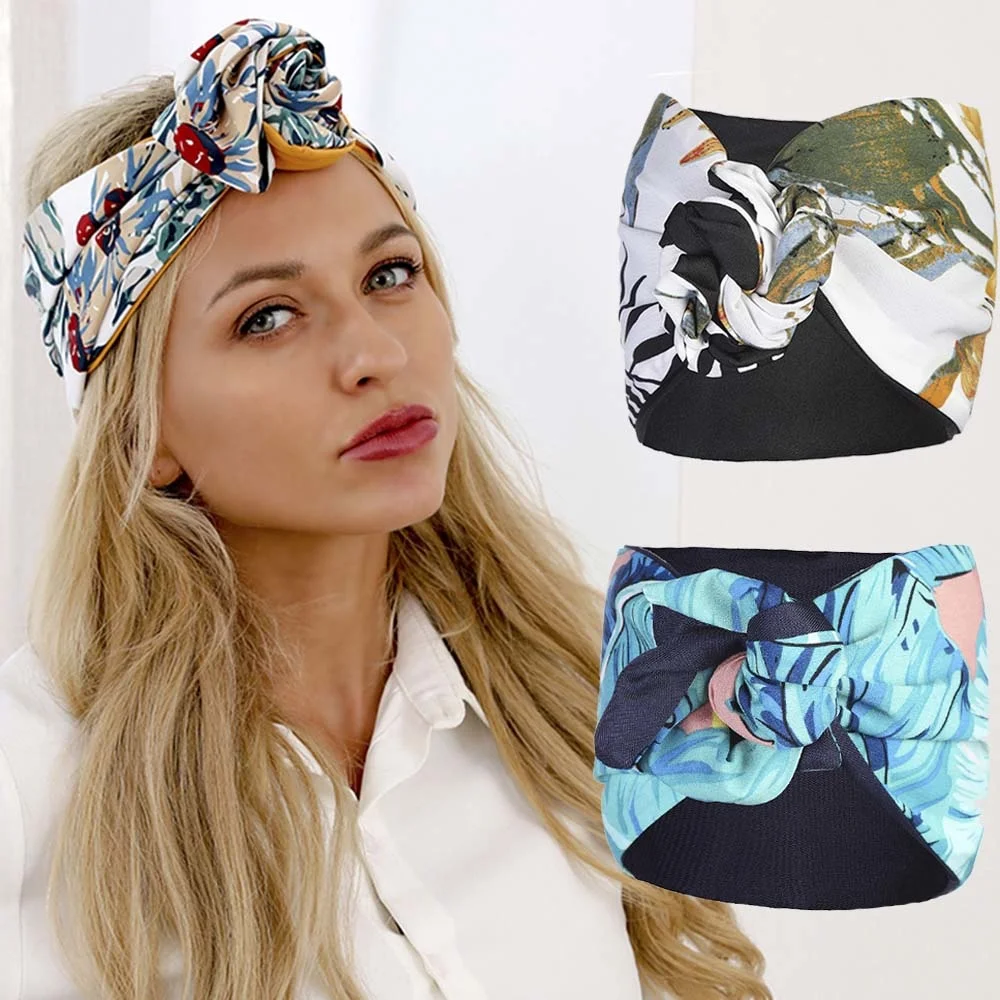 

Floral Printing Wire Headband For Women New Turban Bandage Bandanas Headwear Elastic Hairband Hair Accessories