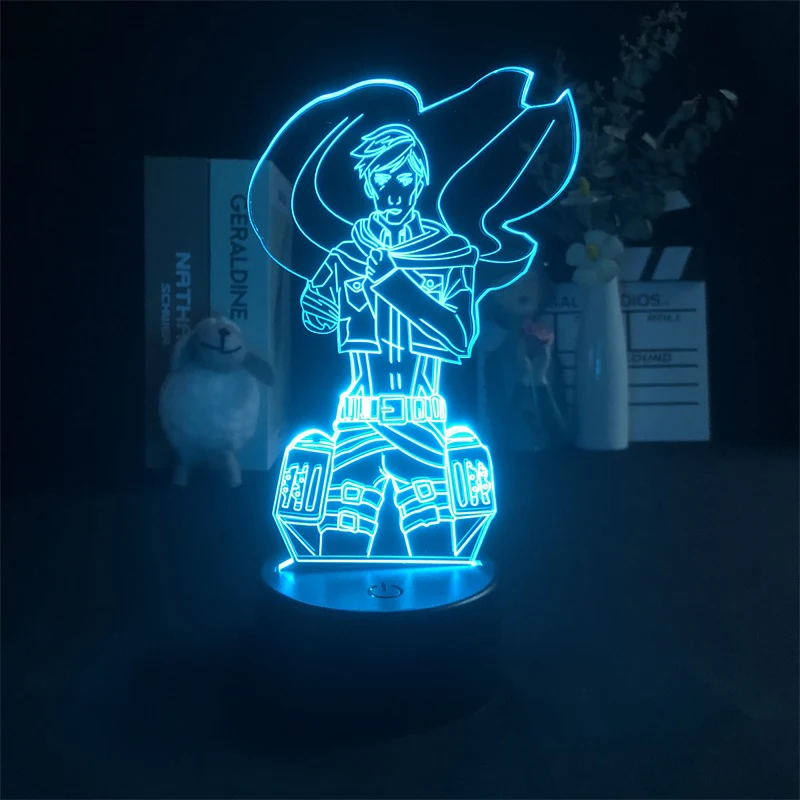 

Attack on Titan Erwin Smith Japanese Anime Manga 3D Night Light Alarm Clock Base Directly Supply 7 Color Projector Indoor