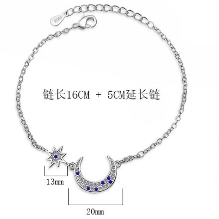 Браслет ModaOne Brand Hot Sale Silver Color Copper Micro CZ Moon Star для женщин с зиркононами.
