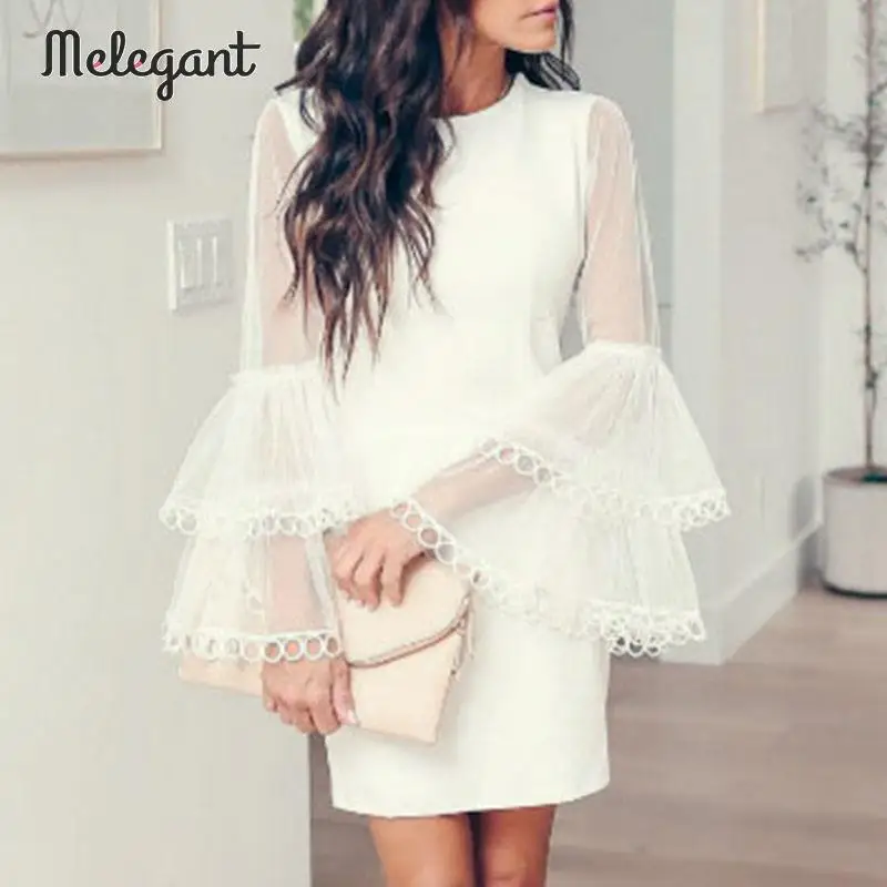 Элегантные сексуальные вечерние 2019 зимние платья женские белые сетчатые