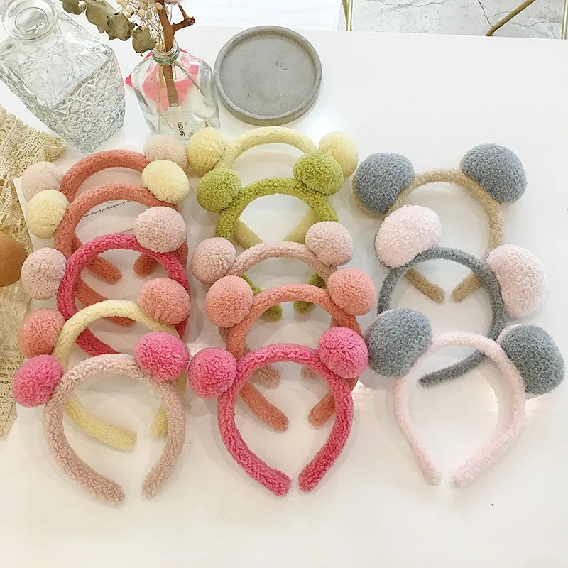 Корейская Детская повязка на голову с плюшевым шариком ушками панды для