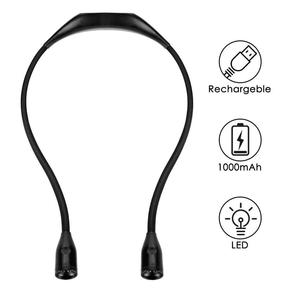 

LED Neck Hung Light Hands-free Rechargeable Bendable Night Reading Lamp with 3 Levels Brightness LED Book Light