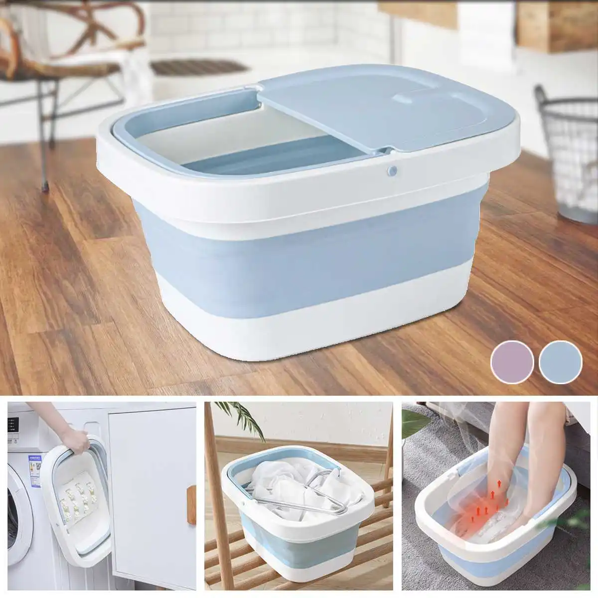 

Folding Basins Portable Bucket Plastic Footbath Tub Portable Wash Basins Folding Laundry Tub Winter Thermal Products Two Models