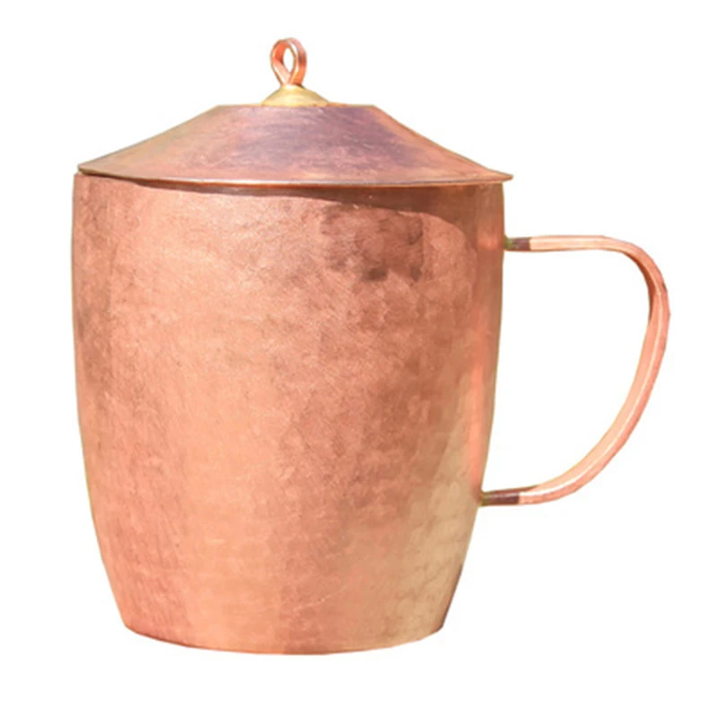 

Classic Pure Copper Cup Teacup Mug Handmade Thick Solid Polished High-quality Handcrafted Red Copper Mugs Cup With Lid 650ml