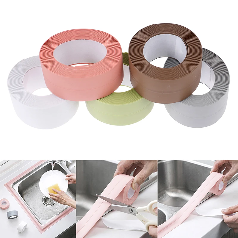 

3.2m*2.2/3.8cm Kitchen Bath Wall Shower Sink Sealing Strip Caulk Repair Tape PVC Waterproof Wall Sticker Self-Adhesive Moldproof