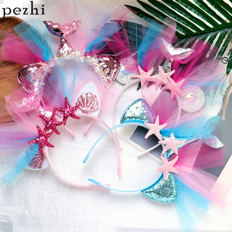 Новая сетчатая повязка на голову Русалочки блестящая корона мечты