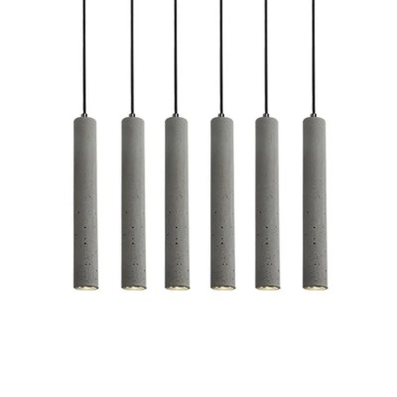 Цементный подвесной светильник светодиодный из серого бетона минималистичный