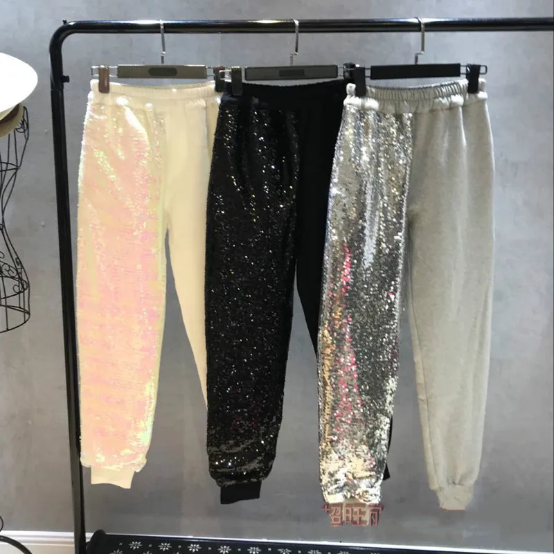 

Women Pants Limited Flat Cotton Broadcloth Mid 2020 New Large Size Trousers Sequined Color Loose Brushed Casual Long Straight