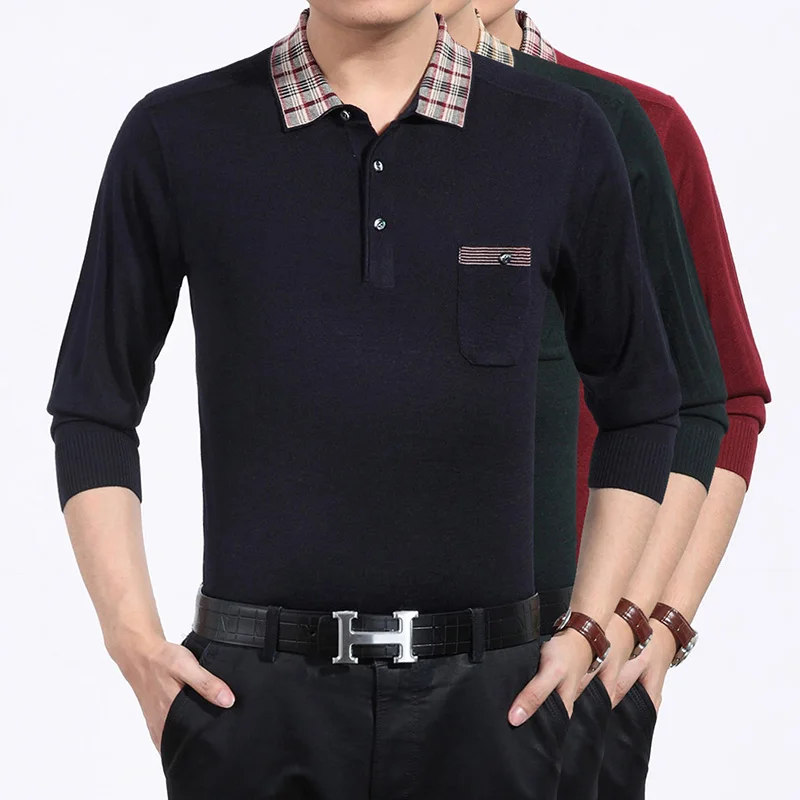 Вязаные свитеры Для мужчин весенний осенний деловой Повседневное карман Свитера