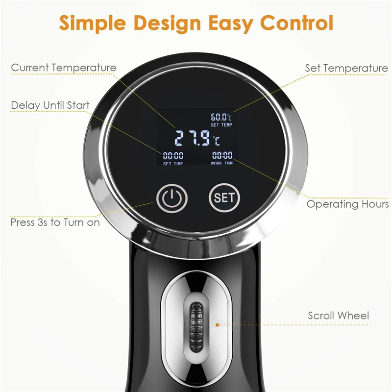 Вакуумная Медленная Плита Vide 1500 Вт 15л С погружным циркулятором ЖК цифровой