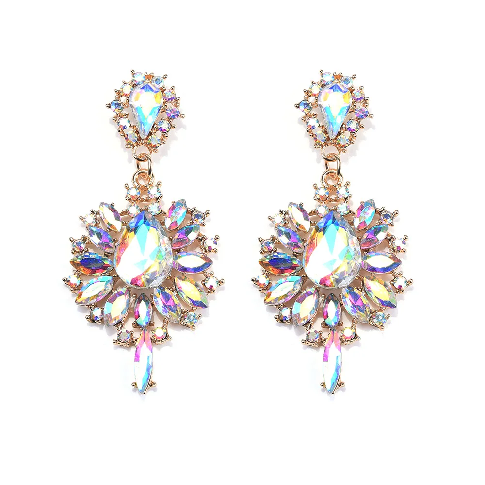 Роскошные AB цветные круглые длинные серьги с кристаллами для женщин брендовые ZA