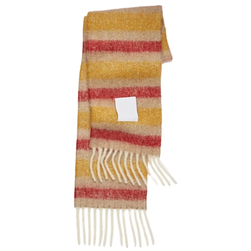 

250x35cm Winter Pashmina Long Scarf Contrast Colored Stripes Print Fringe Tassels Shawl Wrap Thicken Neck Warmer Blanket