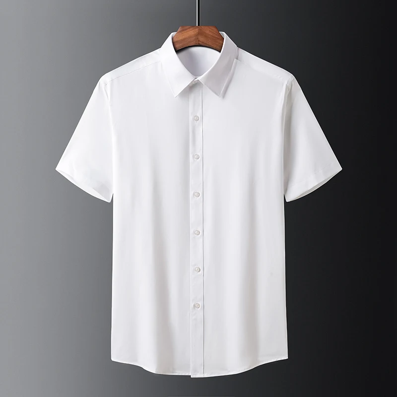 Высококачественная Белая мужская рубашка из бамбукового волокна с короткими
