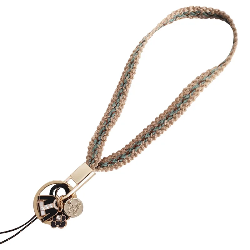 Summer Hot Style Woven Keychain Mobile Phone Lanyard Pendant Ladies Wrist Jewelry Lanyard Work Card Anti-lost Ring Buckle Gift