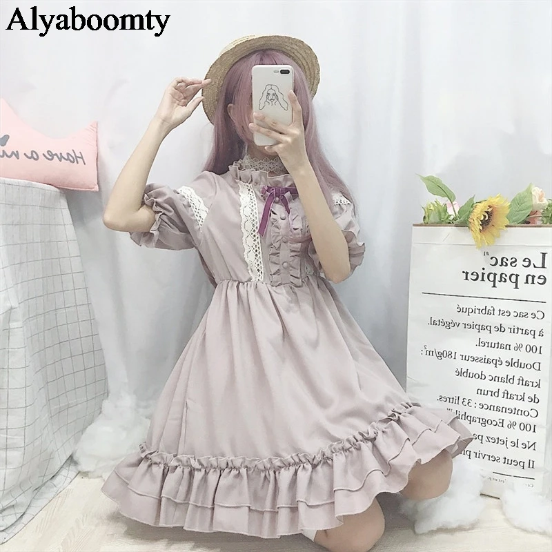 Женское милое платье японского стиля&quotлолита&quot симпатичное с оборками бантом и