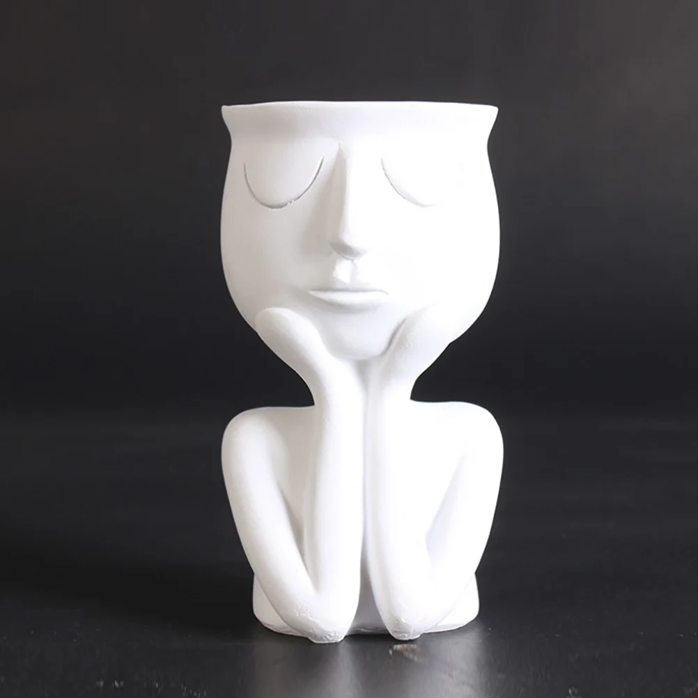 Смола цветочного горшка персонажа сидя ваза-скульптура настольное украшение