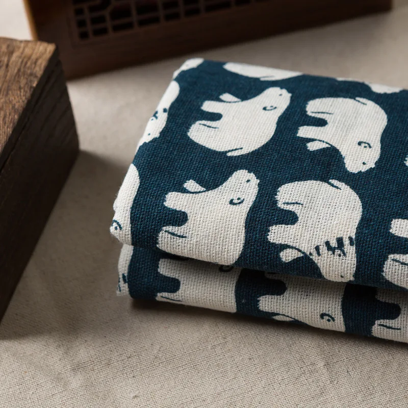 100*150 см мультфильм напечатанный хлопок и лен ткань белый медведь КИТ узор ручной