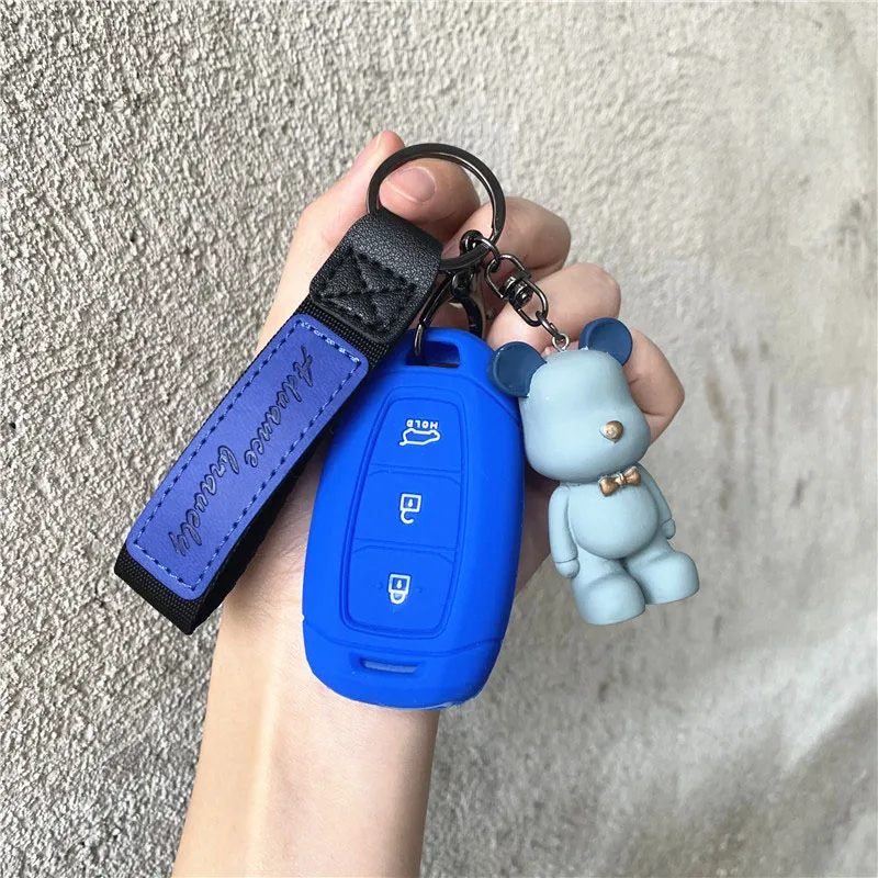 

Fashion cartoon car key case For Hyundai Elantra name picture ix35 Festa ix25 Sonata Encino remote control key cover keychain