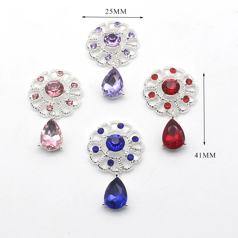 

New 5pcs/Lot25x41mm Silver Alloy Round water dropDecor accessories DIY SewingbeautifulClothingaccessories