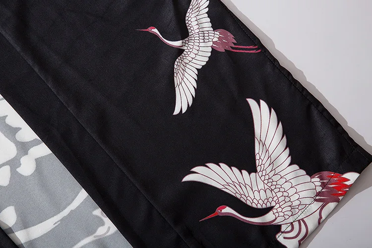 

Yukata Haori Robe Print Crane Men Streetwear Japan Style Kimono Cardigan Male Unisex Japanese Trend Kimonos Asian White Clothes