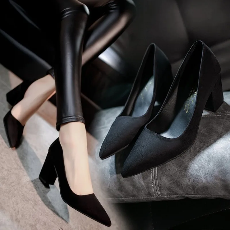 Sandalias Femeninas High Heels Autumn Flock Pointed Sandals Sexy Female Summer Shoes Mujer S032 | Обувь