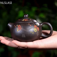 wshyufei yixing purple clay teapot pure handmade colourful mud painted plum fragrant xi shi pot 188 ball hole filter 160ml
