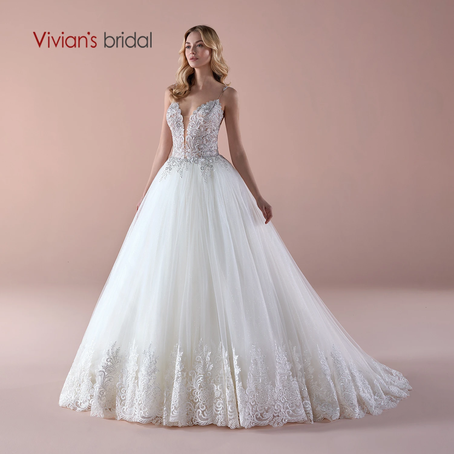Vivian's Bridal Boho кружевное платье с аппликацией из Мягкого Тюля свадебные платья