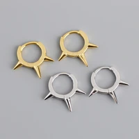 100real 925 sterling silver spike small hoop earrings punk style huggie hoops for women girls