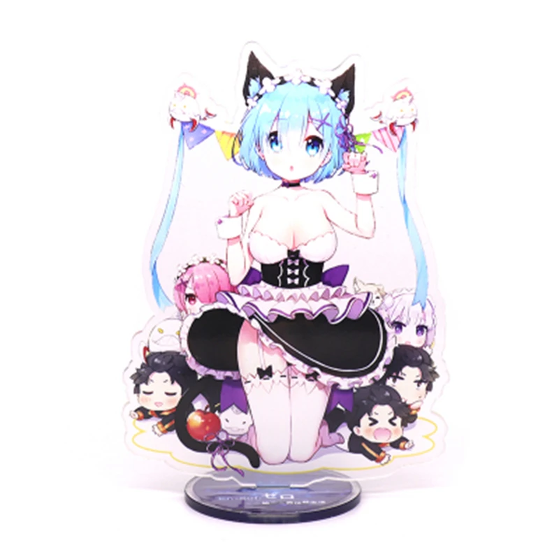Anime Re:Life In A Different World From Zero Cosplay Stand Up Rem Ram Emilia Stop Sign Ornaments Adult COS Set The Stage Props |