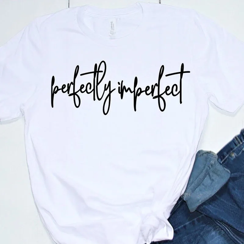 Идеальная Несовершенная Хлопковая женская футболка с коротким рукавом и круглым