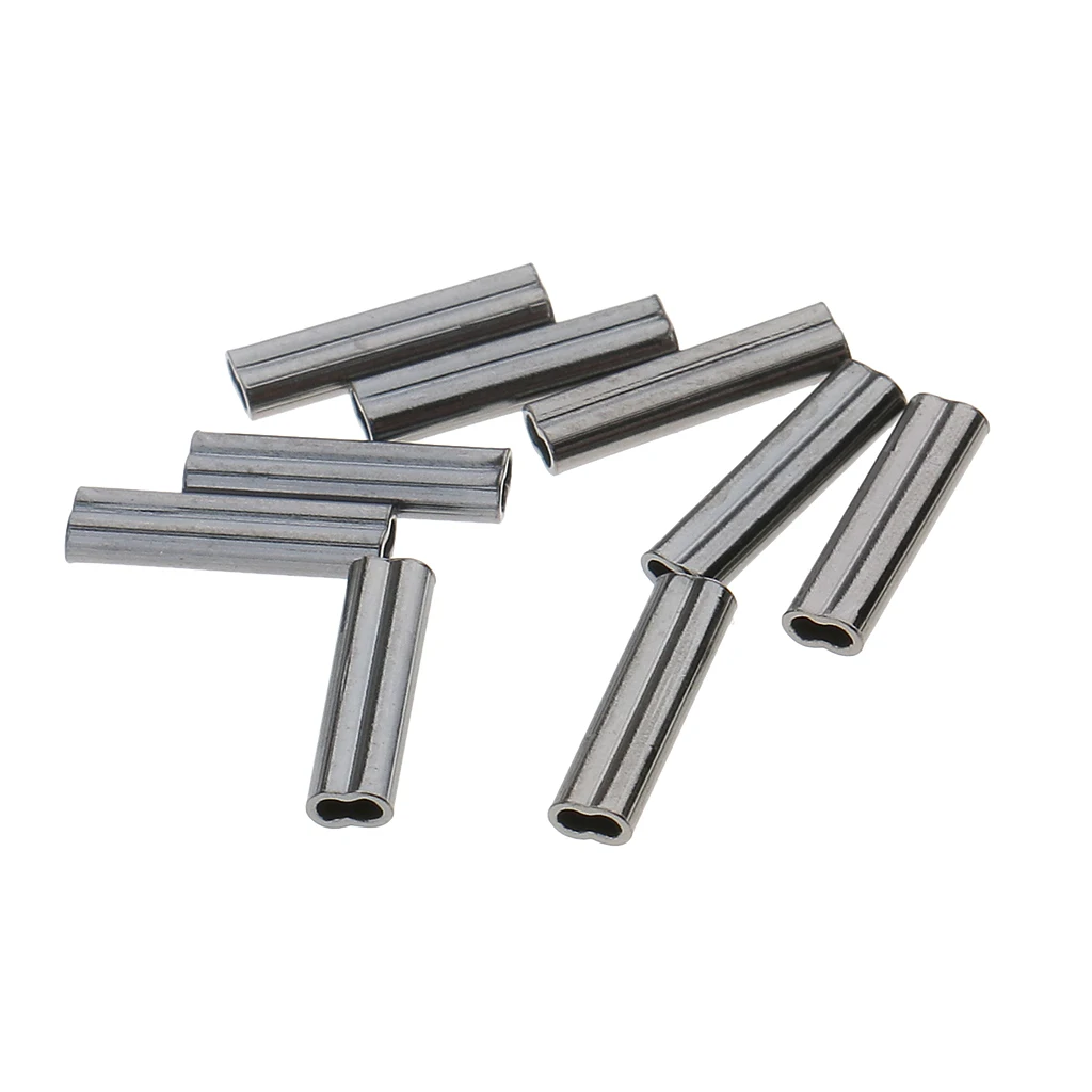 

100x Double Barrel Crimps Sleeve 10mm Length Copper Tube Connector 1 / 0.8mm