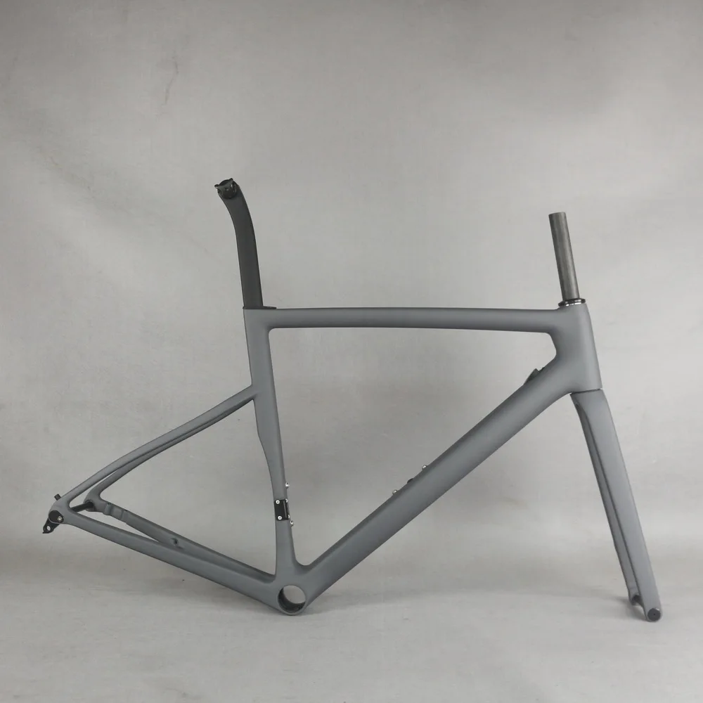 

Custom Gray Matte Paint PF30 Carbon Fiber T800 Max Tire 700X28C Disc Brake Bicycle Frame TT-X19