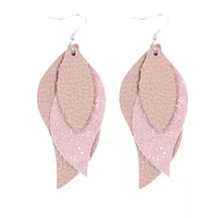 s1164 fashion jewelry sequins multi layer pu leather earrings faux leather dangle earrings
